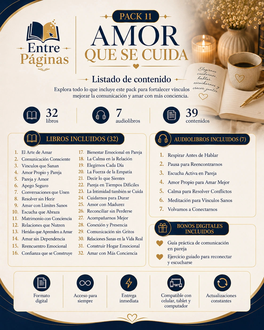 11. Amor que se cuida - 32 libros, 7 audios y 30 conversaciones para volver a elegirse.