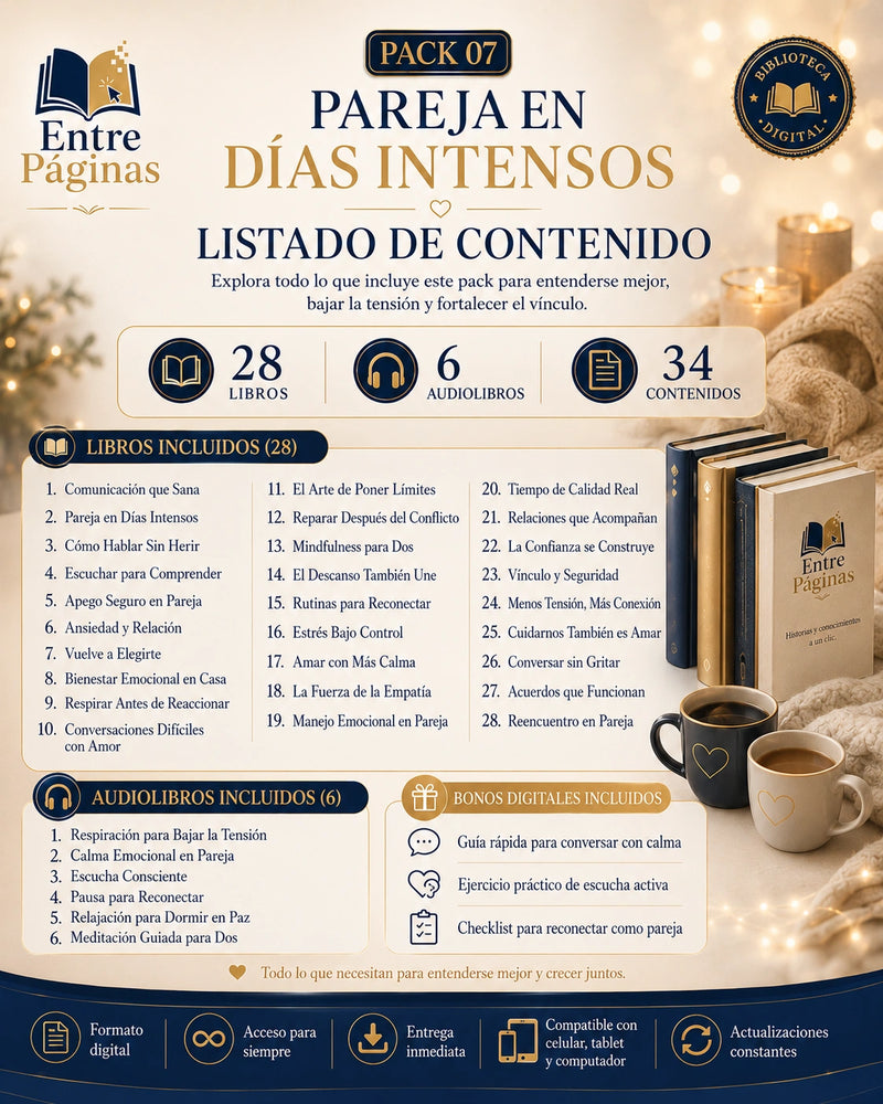 07. Pareja en días intensos - Reúne 28 libros, 6 audios y un reto de siete conversaciones sin pantalla