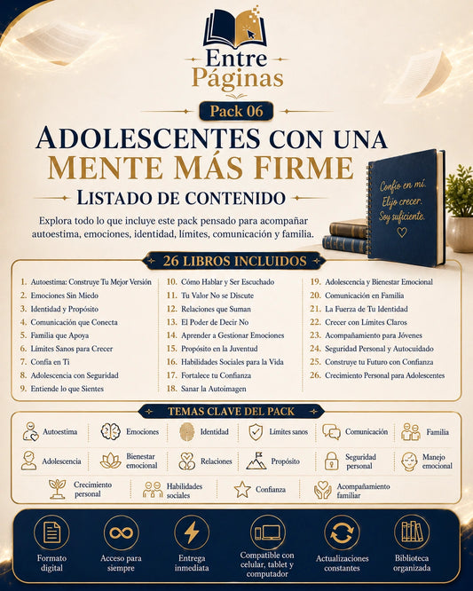 06. Adolescentes con una mente más firme - 26 libros y un diario privado de 30 preguntas.